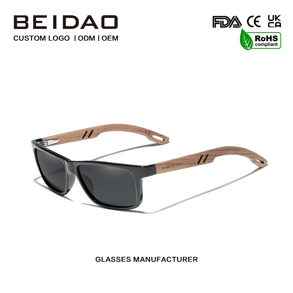Γυαλιά ηλίου Classic Natural Black Walnut TR90 με σκελετό