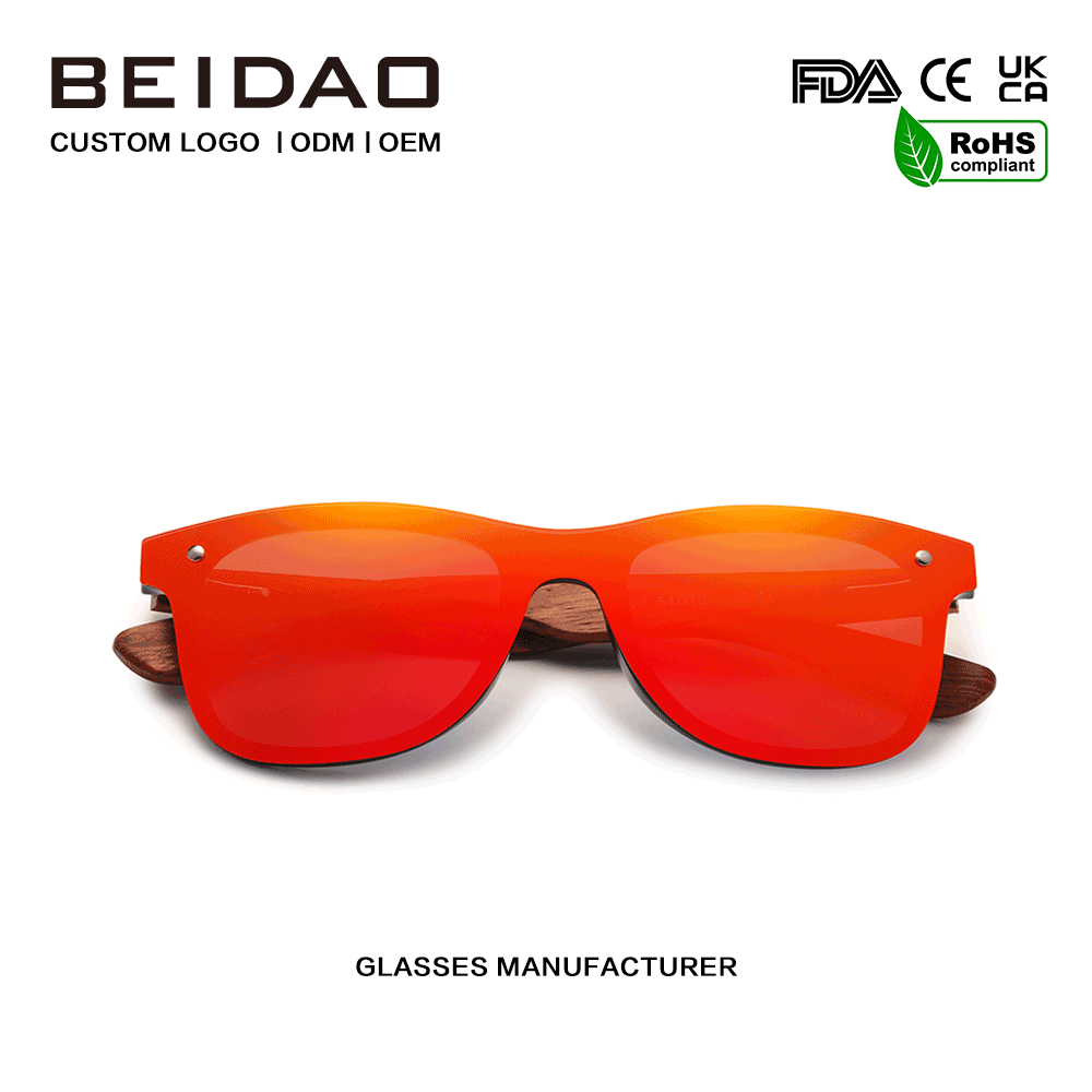 Για Unisex γνήσια γυαλιά ηλίου Bubinga Wood Red Polarized