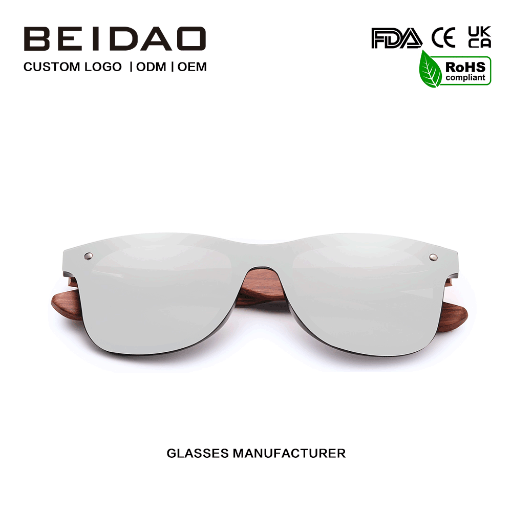 Μοντέρνα αυθεντικά γυαλιά ηλίου Bubinga Wood Silver Polarized